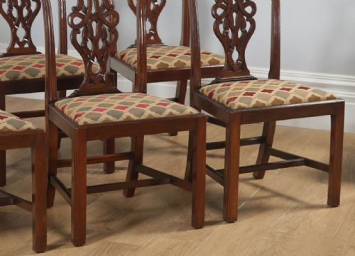 fig 8. Antique English Set of Eight Georgian Chippendale Style Mahogany Dining Arm & Side Chairs (Circa 1900)