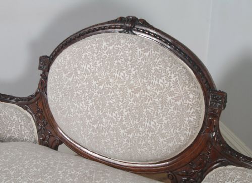 fig 4. Antique English Victorian Walnut Upholstered Couch Sofa Settee (Circa 1860)