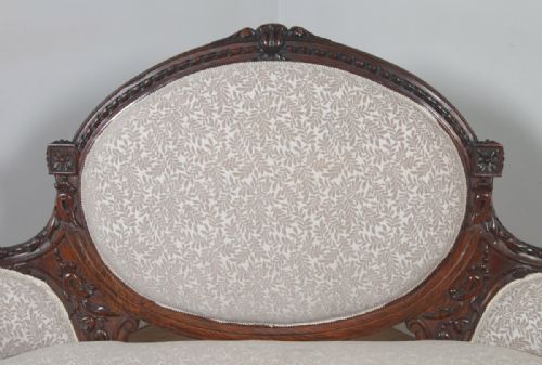 fig 5. Antique English Victorian Walnut Upholstered Couch Sofa Settee (Circa 1860)