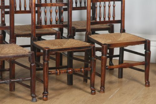 fig 4. Antique Georgian Set of 10 Ash & Elm Lancashire Spindle Back Country Farmhouse Kitchen Dining Chairs (Circa 1810)