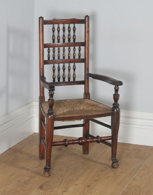 fig 6. Antique Georgian Set of 10 Ash & Elm Lancashire Spindle Back Country Farmhouse Kitchen Dining Chairs (Circa 1810)