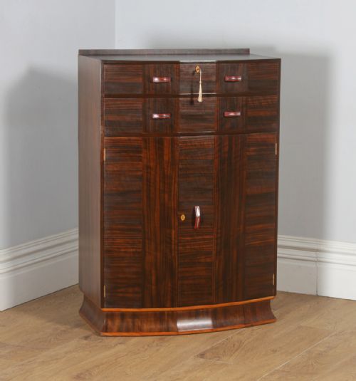 Antique English Art Deco Coromandel & Walnut Two Door Tallboy Compactum Chest of Drawers (Circa 1930)