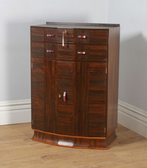 fig 2. Antique English Art Deco Coromandel & Walnut Two Door Tallboy Compactum Chest of Drawers (Circa 1930)