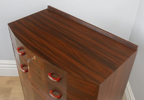 fig 5. Antique English Art Deco Coromandel & Walnut Two Door Tallboy Compactum Chest of Drawers (Circa 1930)