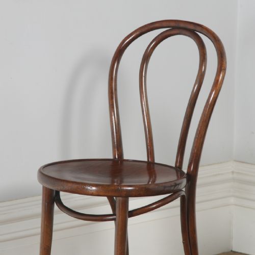 fig 6. Antique Set of Five Thonet Fischel Bentwood Beech Hoop Back Kitchen Bistro Cafe Dining Chairs (Circa 1920)