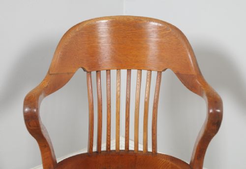 fig 6. Antique English Edwardian Oak Revolving Office Desk Arm Chair (Circa 1910)