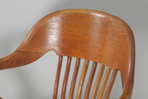 fig 7. Antique English Edwardian Oak Revolving Office Desk Arm Chair (Circa 1910)