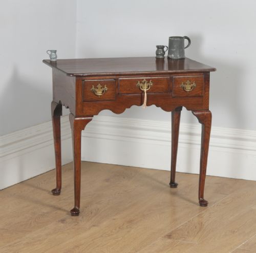 Antique English Georgian Oak & Elm Occasional Hall Side Lowboy Table (Circa 1760)