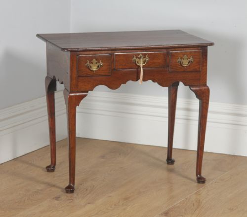 fig 2. Antique English Georgian Oak & Elm Occasional Hall Side Lowboy Table (Circa 1760)