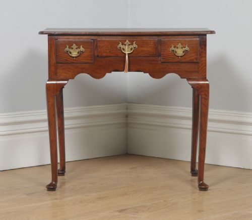fig 3. Antique English Georgian Oak & Elm Occasional Hall Side Lowboy Table (Circa 1760)