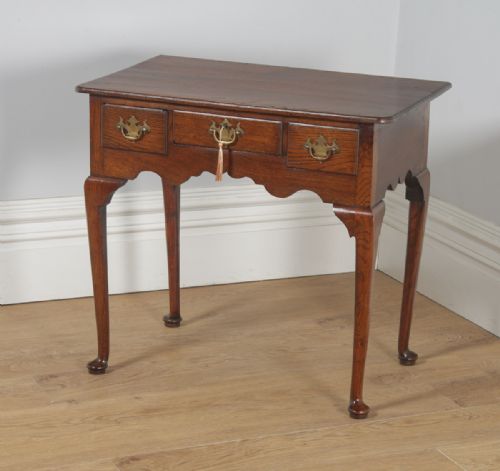 fig 4. Antique English Georgian Oak & Elm Occasional Hall Side Lowboy Table (Circa 1760)