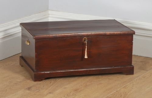 fig 1. Antique English Georgian Elm & Oak Trunk Blanket Box Chest Ottoman (Circa 1780)