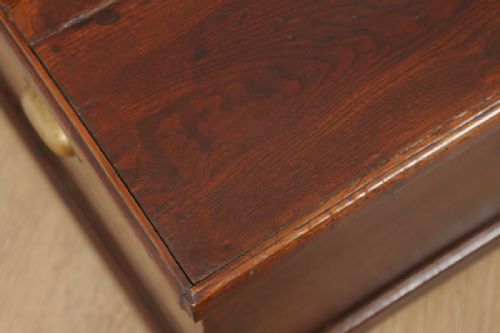 fig 5. Antique English Georgian Elm & Oak Trunk Blanket Box Chest Ottoman (Circa 1780)