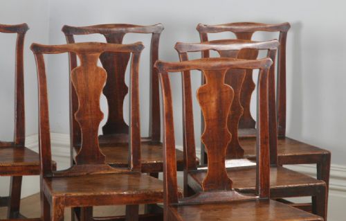 fig 2. Antique Set of Six Georgian Chippendale Elm Country Cottage Kitchen Dining Chairs (Circa 1780)