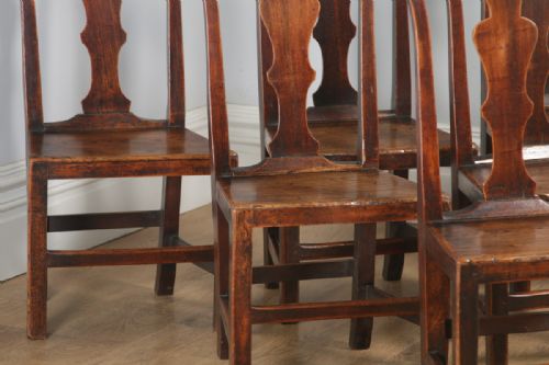 fig 3. Antique Set of Six Georgian Chippendale Elm Country Cottage Kitchen Dining Chairs (Circa 1780)