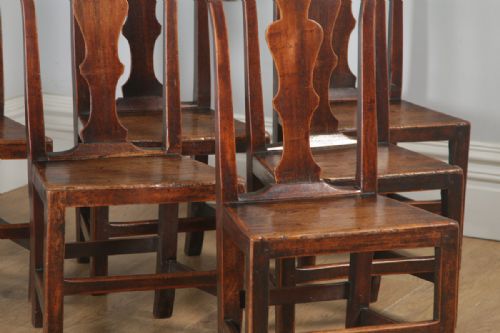 fig 4. Antique Set of Six Georgian Chippendale Elm Country Cottage Kitchen Dining Chairs (Circa 1780)