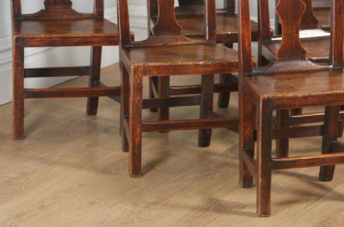 fig 5. Antique Set of Six Georgian Chippendale Elm Country Cottage Kitchen Dining Chairs (Circa 1780)