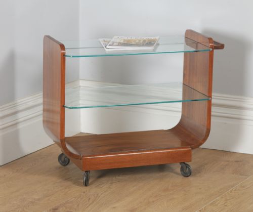 Art Deco Retro Vintage Danish Teak & Glass Serving Tea & Bar Drinks Trolley (Circa 1940)