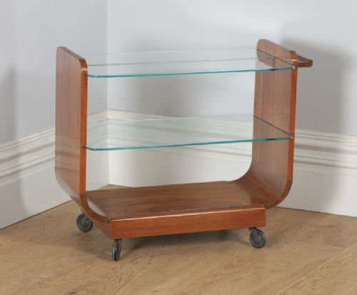 fig 1. Art Deco Retro Vintage Danish Teak & Glass Serving Tea & Bar Drinks Trolley (Circa 1940)