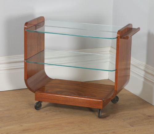 fig 3. Art Deco Retro Vintage Danish Teak & Glass Serving Tea & Bar Drinks Trolley (Circa 1940)
