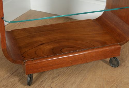fig 7. Art Deco Retro Vintage Danish Teak & Glass Serving Tea & Bar Drinks Trolley (Circa 1940)