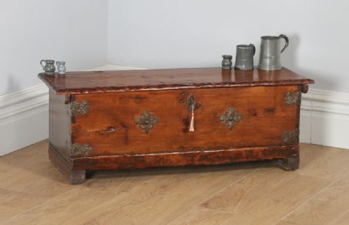Antique Spanish Pitch Pine Boarded Sword Chest Coffer / Trunk (Circa 1800)
