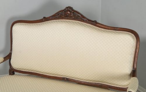 fig 4. Antique French Pair of Louis XV Style Walnut Upholstered Salon Couch Sofa Settee (Circa 1860)