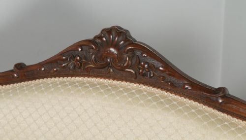 fig 5. Antique French Pair of Louis XV Style Walnut Upholstered Salon Couch Sofa Settee (Circa 1860)