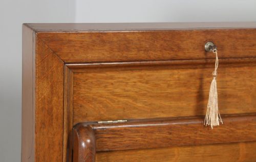 fig 1. Antique English Victorian Oak Folding Campaign Writing Compendium Desk Table (Circa 1890)