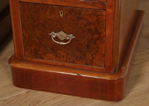 fig 9. Antique Pair of English Victorian Burr Walnut Bedside Chests (Circa 1880)
