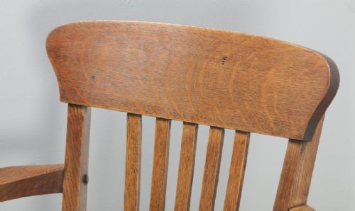 fig 7. Antique English Edwardian Oak & Green Leather Revolving Office Desk Arm Chair (Circa 1910)