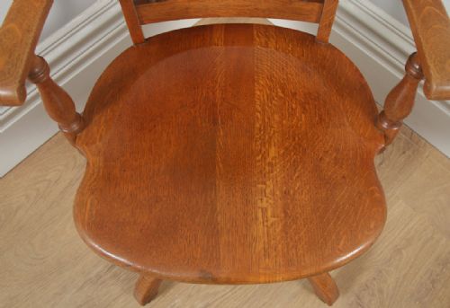 fig 10. Antique American Edwardian Oak & Burr Walnut Revolving Office Desk Arm Chair by J.S. Ford, Johnson & Company of Chicago (Circa 1900)