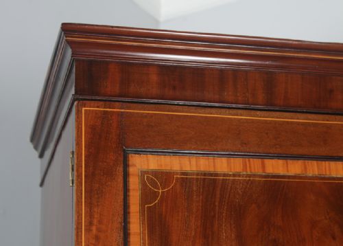 fig 2. Antique English Georgian Regency Flame Mahogany Linen Press Wardrobe Cupboard (Circa 1820)