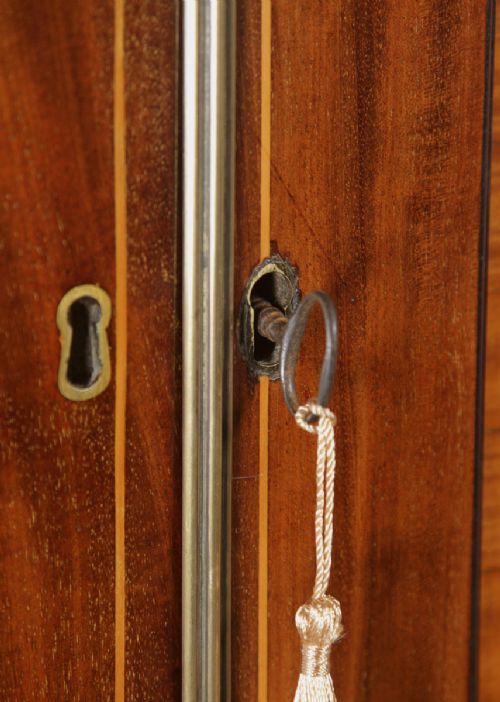 fig 5. Antique English Georgian Regency Flame Mahogany Linen Press Wardrobe Cupboard (Circa 1820)