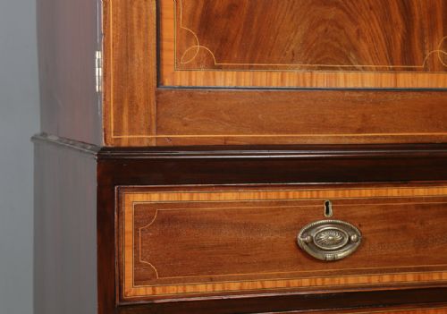 fig 6. Antique English Georgian Regency Flame Mahogany Linen Press Wardrobe Cupboard (Circa 1820)
