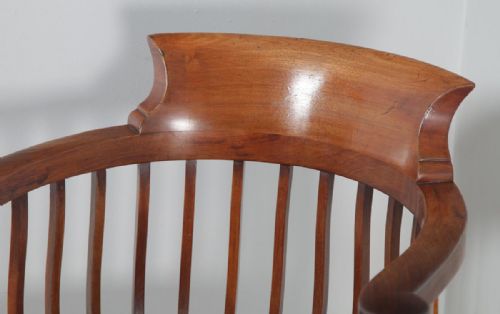 fig 7. Antique English Victorian Mahogany & Dark Green Leather Revolving Office Desk Arm Chair (Circa 1880)