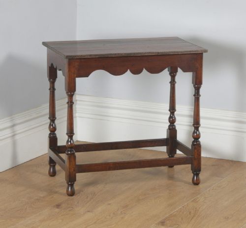fig 1. Antique English Georgian Style Oak Country Side Hall Table (Circa 1860)