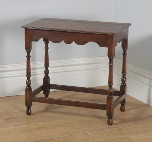 fig 3. Antique English Georgian Style Oak Country Side Hall Table (Circa 1860)