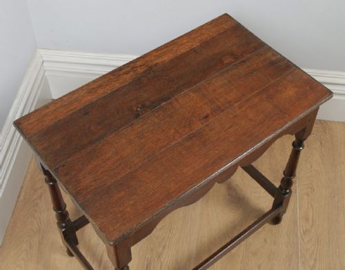 fig 4. Antique English Georgian Style Oak Country Side Hall Table (Circa 1860)