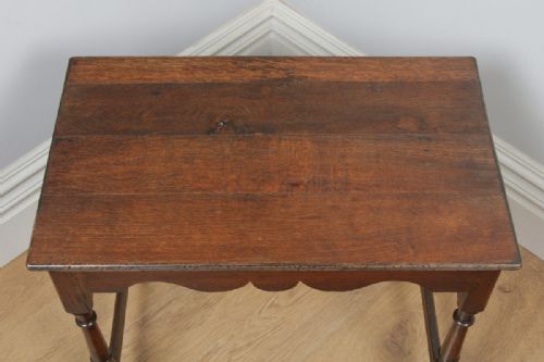 fig 6. Antique English Georgian Style Oak Country Side Hall Table (Circa 1860)