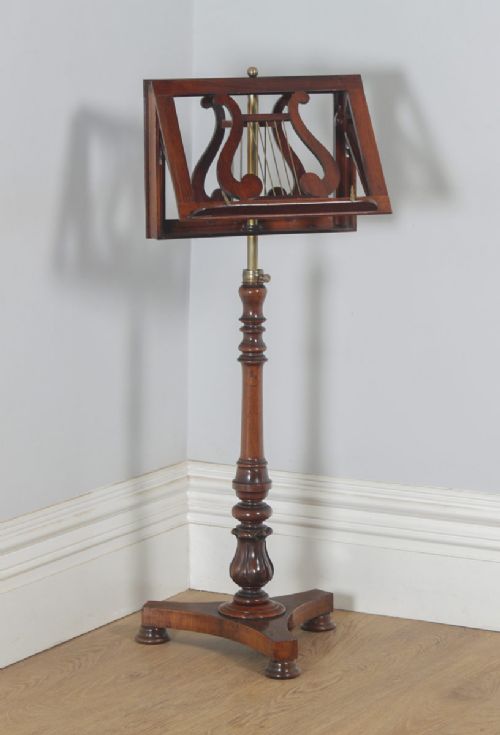 fig 2. Antique English William IV Rosewood & Brass Adjustable Lyre Duet Music Stand (Circa 1835)