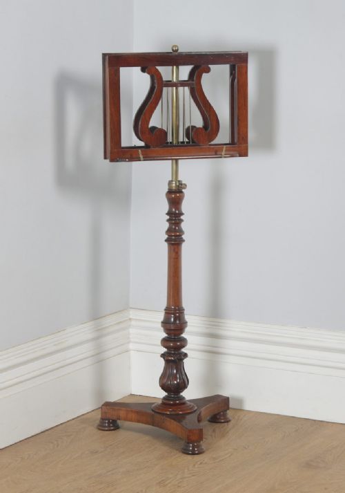 fig 3. Antique English William IV Rosewood & Brass Adjustable Lyre Duet Music Stand (Circa 1835)