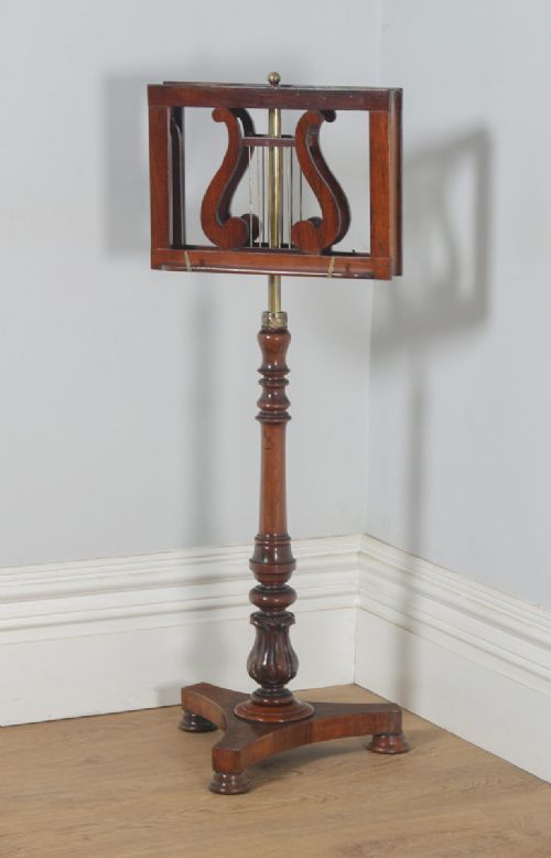 fig 5. Antique English William IV Rosewood & Brass Adjustable Lyre Duet Music Stand (Circa 1835)