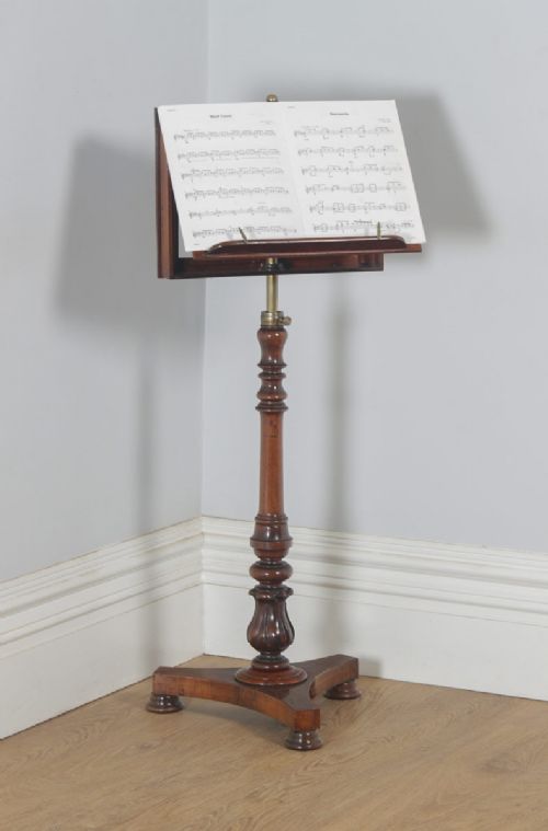 fig 1. Antique English William IV Rosewood & Brass Adjustable Lyre Duet Music Stand (Circa 1835)