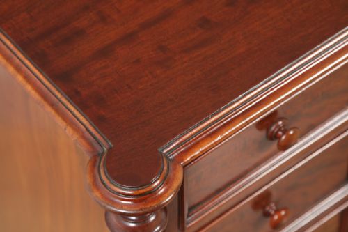 fig 6. Antique English Victorian Flame Mahogany Bedside Chests Nightstands (Circa 1850)