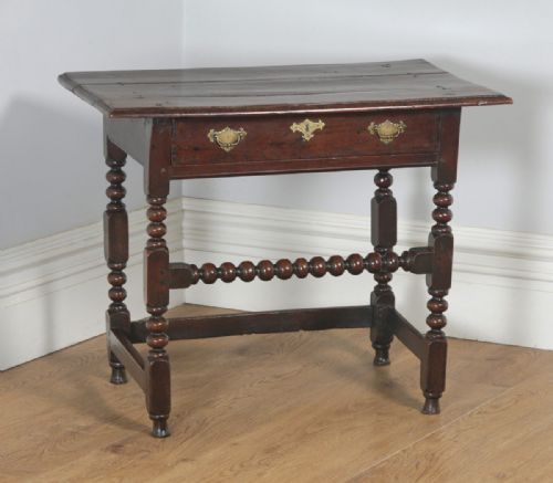 fig 1. Antique English 17th Century Charles II Country Oak Occasional Hall Side Table (Circa 1680)