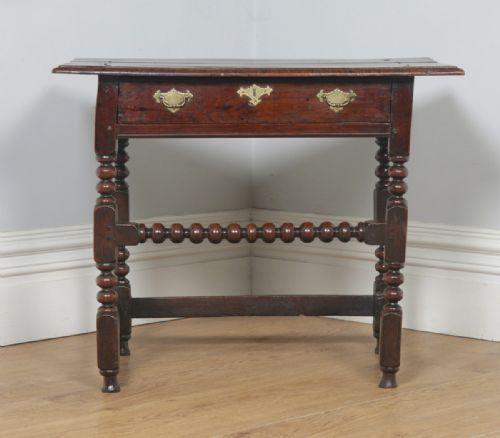 fig 2. Antique English 17th Century Charles II Country Oak Occasional Hall Side Table (Circa 1680)