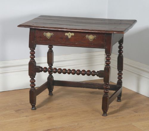 fig 3. Antique English 17th Century Charles II Country Oak Occasional Hall Side Table (Circa 1680)
