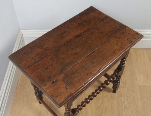 fig 4. Antique English 17th Century Charles II Country Oak Occasional Hall Side Table (Circa 1680)