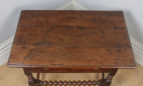 fig 6. Antique English 17th Century Charles II Country Oak Occasional Hall Side Table (Circa 1680)
